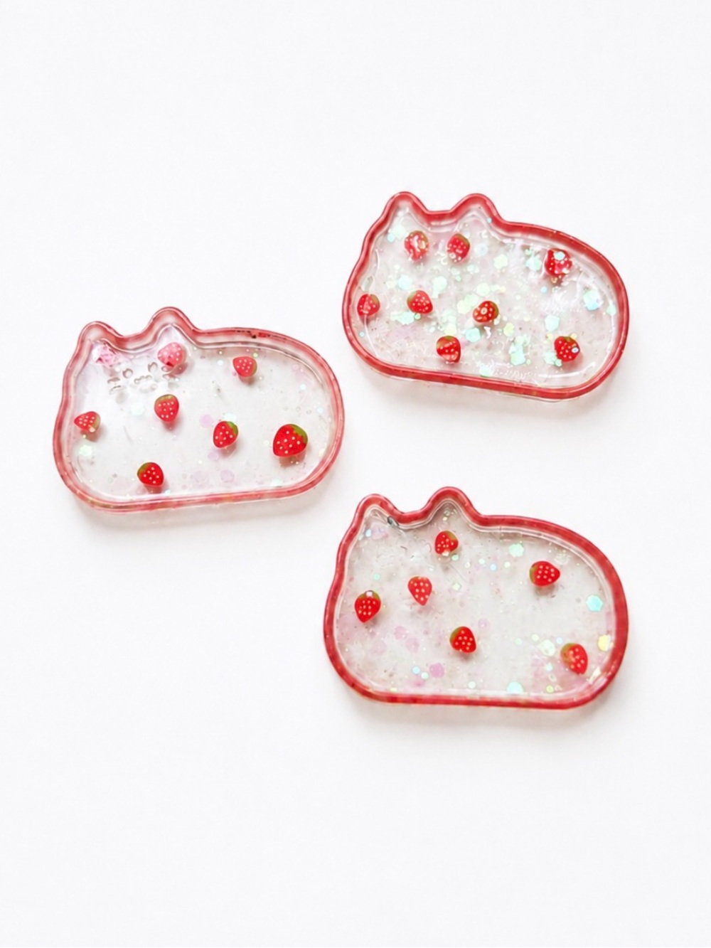 Strawberry Cat trinket trays- set of 3